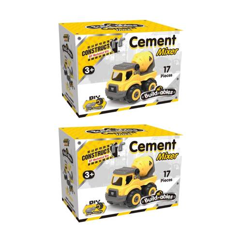 2PK 17pc Construct It Build-ables Cement Truck Toy Kids 3y+ Yellow