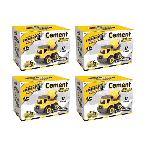 4PK 17pc Construct It Build-ables Cement Truck Toy Kids 3y+ Yellow