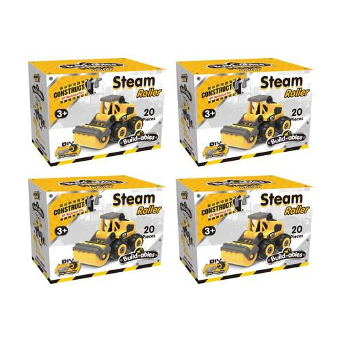 4PK 20pc Construct It Build-ables Steam Roller Toy Kids Fun 3y+ Yellow