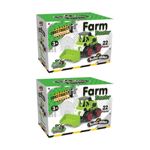 2PK 22pc Construct It Build-ables Tractor Toy Kids Fun 3y+ Green