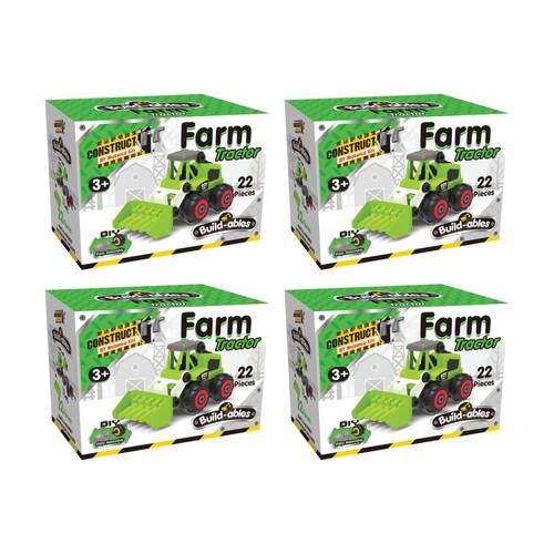 4PK 22pc Construct It Build-ables Tractor Toy Kids Fun 3y+ Green