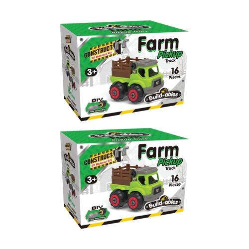 2PK 16pc Construct It Build-ables Pickup Truck Toy Kids Fun 3y+ Green
