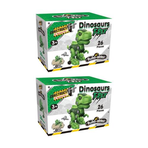 2PK 26pc Construct It Build-ables T-Rex Dinosaur Toy Kids Fun 3y+ Green