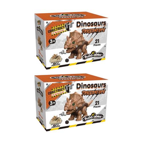 2PK 21pc Construct It Build-ables Triceratops Dinosaur Toy Kids 3y+