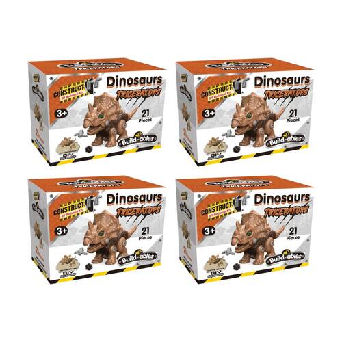 4PK 21pc Construct It Build-ables Triceratops Dinosaur Toy Kids 3y+