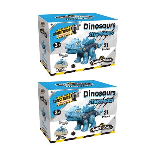 2PK 21pc Construct It Build-ables Stegosaurus Dinosaur Toy Kids 3y+