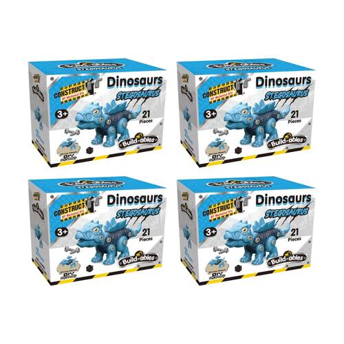 4PK 21pc Construct It Build-ables Stegosaurus Dinosaur Toy Kids 3y+