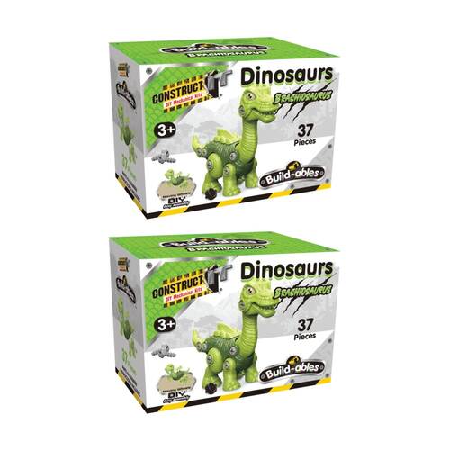2PK 37pc Construct It Build-ables Brachiosaurus Dinosaur Toy Kids 3y+