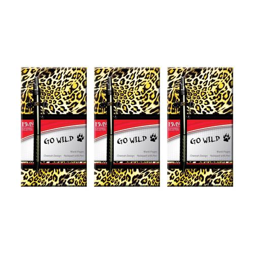 3PK Scribbles Stationery Go Wild Notebook Cheetah Journal Ball Point Pen Incl