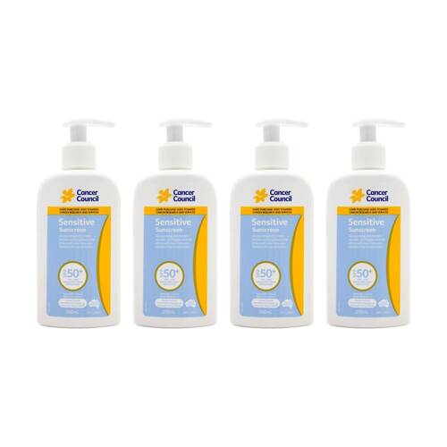 4PK Cancer Council Sensitive Sunscreen SPF 50+ Broad Spectrum 200ml