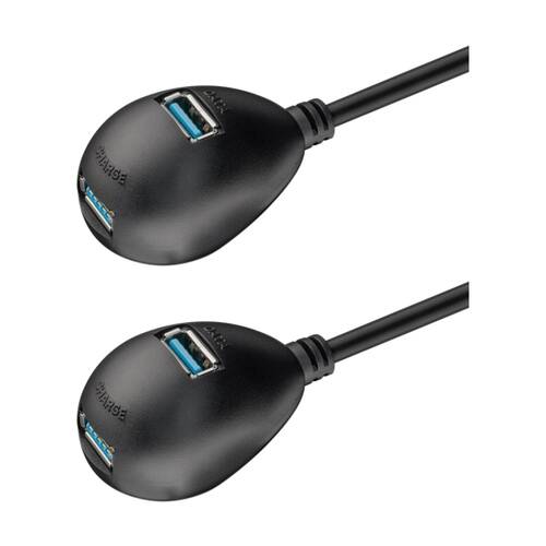 2PK Goobay USB 3.0 Hi-Speed Extension Cable w/ Desktop Foot 1.5m - Black