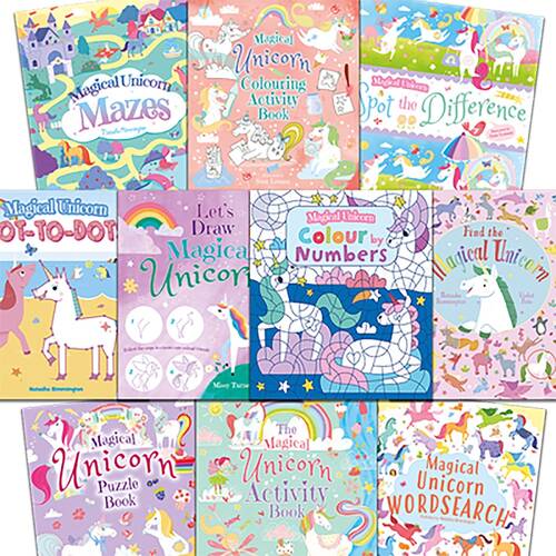 10pc Arcturus Publishing Magical Unicorn Book Activity Pack Ziplock Set