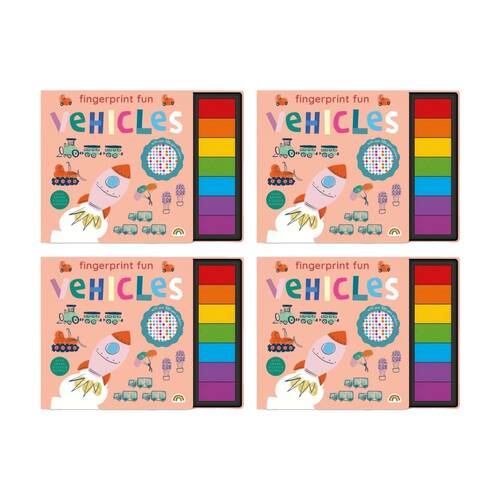 4PK Really Decent Books Fingerprint Fun Vehicles Kids Activity Book 3y+