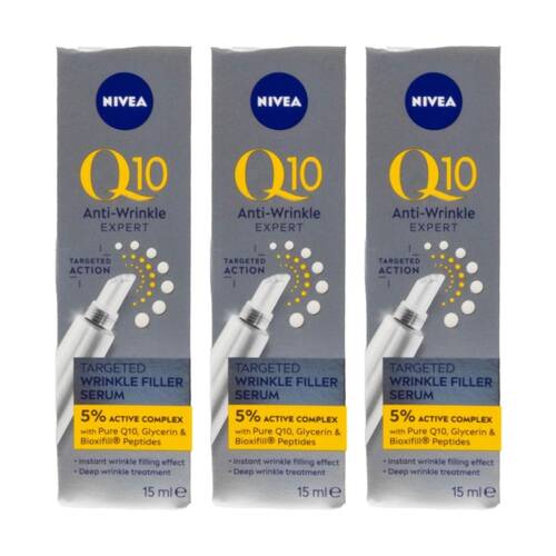 3PK Nivea Anti Ageing Instant Smoothing Wrinkle Filler Serum 15ml Q10
