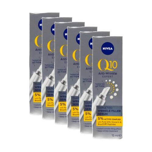 6PK Nivea Anti Ageing Instant Smoothing Wrinkle Filler Serum 15ml Q10