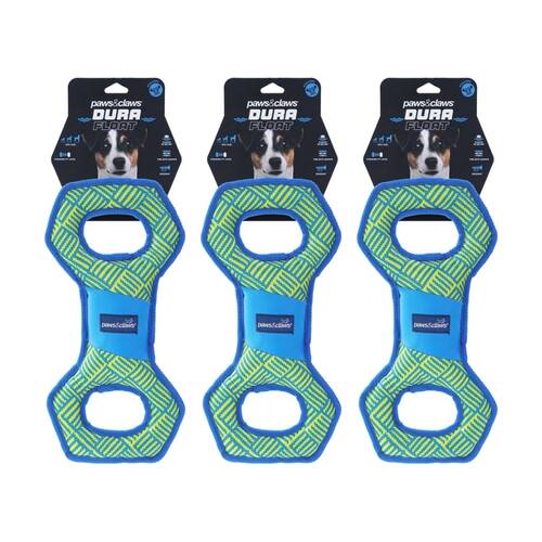 3x Paws And Claws Dura Double Tugger Durable Canvas Dog Pull Toy 35x20x6cm