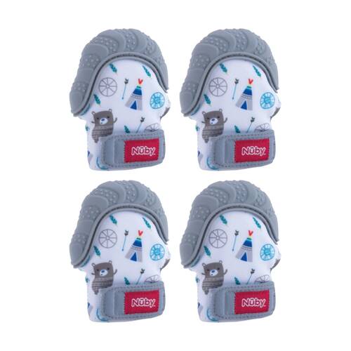 4x Nuby Teething Mitts Textured Silicone Edges Baby Toddler Multicolour 3m+