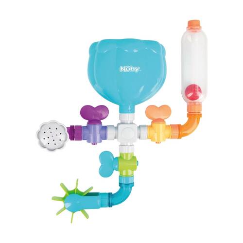 Nuby Wacky Water Works Bath Toy W/ Pipes Valves Suction Cups Multicolour 3m+