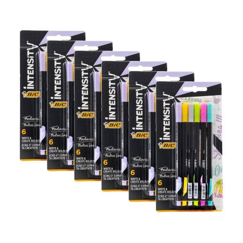 6x 6pc BIC Fineliner Pens Write Create Boldly Colours Stationery Set Markers