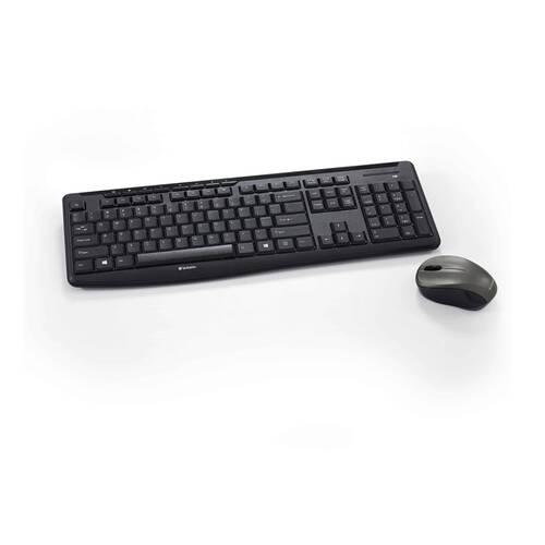 VERBATIM Silent Slim Wireless Blue LED Mouse & Keyboard Set Black
