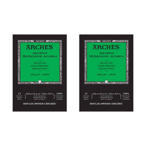 2PK Arches Cold Press Watercolour Art/Craft Painting Paper Pad 300g A5