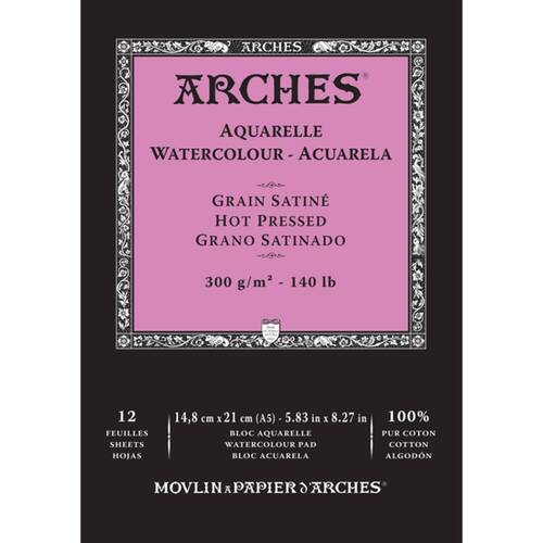 Arches Hot Press Watercolour Art/Craft Painting Paper Pad 300g A5