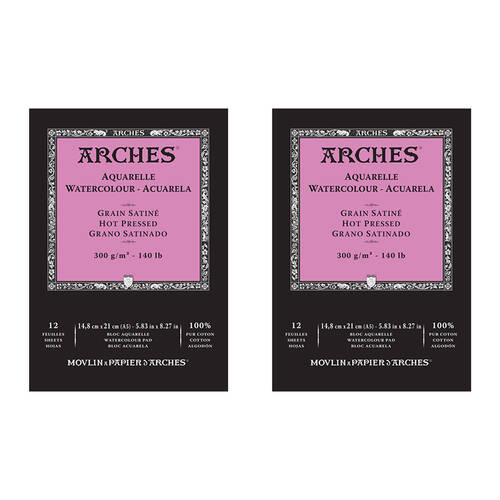 2PK Arches Hot Press Watercolour Art/Craft Painting Paper Pad 300g A5