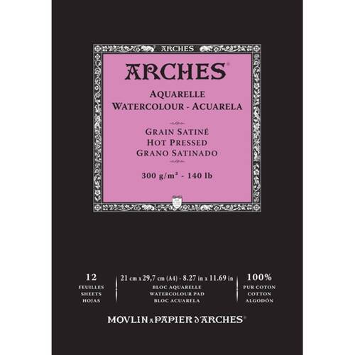 Arches Hot Press Watercolour Art/Craft Painting Paper Pad 300g A4