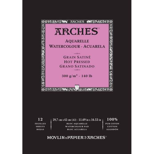Arches Hot Press Watercolour Art/Craft Painting Paper Pad 300g A3