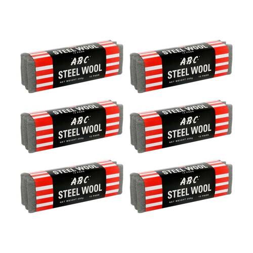 6PK ABC 250g Home Professional Cleaning Steel Wool Sleeves Grade 00
