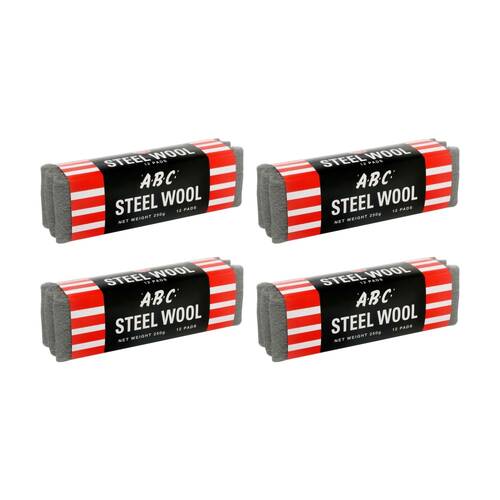 4PK ABC 250g Home Professional Cleaning Steel Wool Sleeves Grade 0000