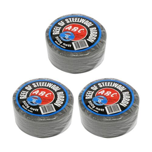 3x 12pc ABC 500g Home Professional Cleaning Steel Wool Reels Grade 0