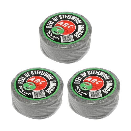 3x 12pc ABC 500g Home Professional Cleaning Steel Wool Reels Grade 1