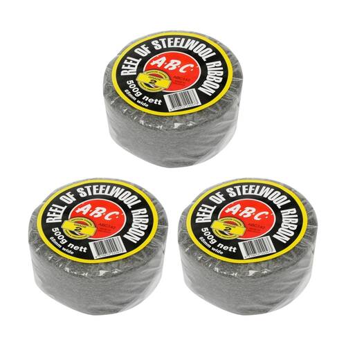 3x 12pc ABC 500g Home Professional Cleaning Steel Wool Reels Grade 2