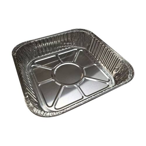 48x 3pc Partyware Single Use Foil Tray Set Square 206x206x45mm W/ Lid