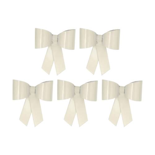 5PK Metal Bow Pot Sitter Powder Coated Garden Decor Ornament White 12cm