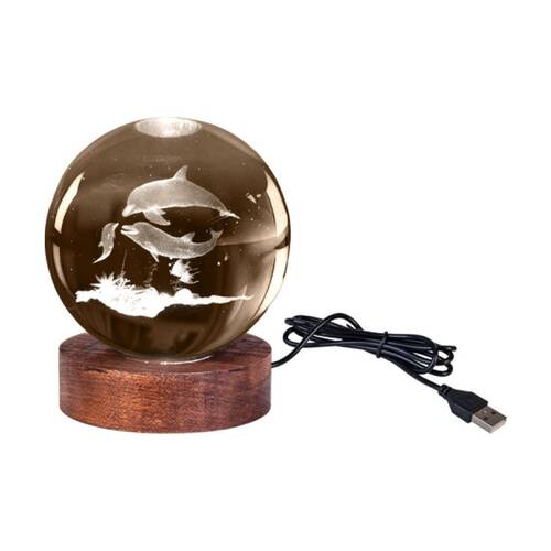 Art + Tech 3D Crystal Ball Colour Changing Lamp USB Powered Dolphin