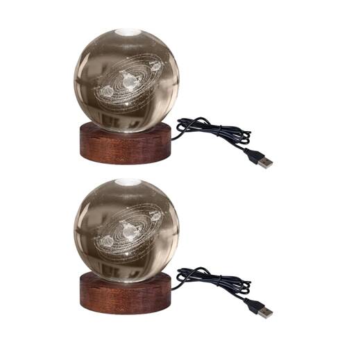 2PK Art + Tech 3D Crystal Ball Colour Changing Lamp USB Powered Solar System
