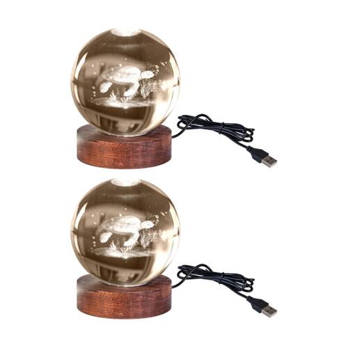 2PK Art + Tech 3D Crystal Ball Colour Changing Lamp USB Powered Turtle