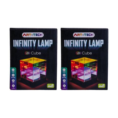 2PK Art + Tech Infinity Lamp Cube LED Colour Changing USB Powered Multicolour