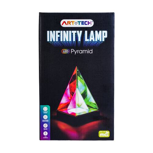 Art + Tech Infinity Lamp Pyramid LED Colour Changing USB Powered Multicolour