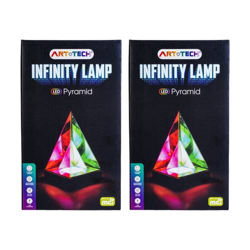 2PK Art + Tech Infinity Lamp Pyramid LED Colour Changing USB Powered Multicolour