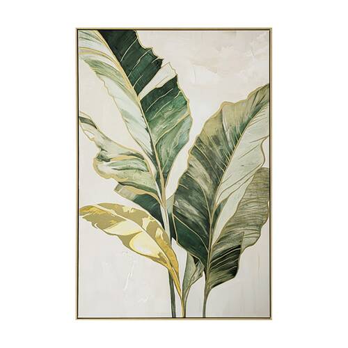 Urban Style Brushmarks Gold Foiled Canvas Print Artwork Palms 825x1225mm