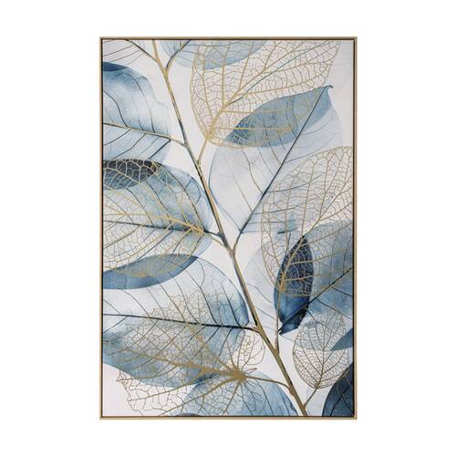 Urban Style Brushmarks Foiled Canvas Watercolour Artwork Print Leaves 1225mm