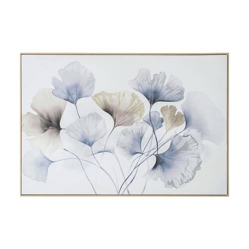 Urban Style Brushmarks Embellished Canvas Painting Artwork Blue Ginko 1225mm