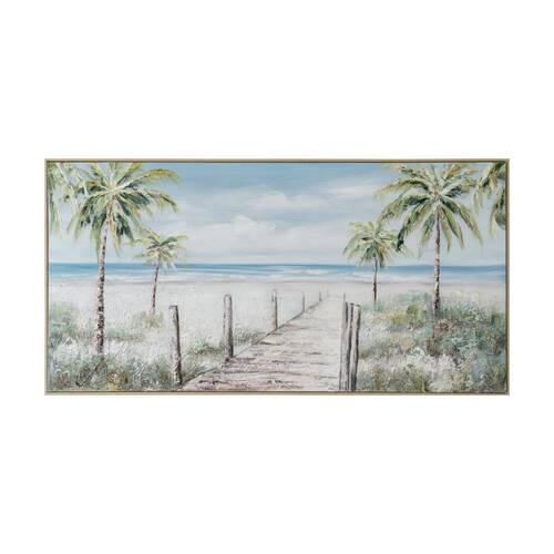 Urban Style Brushmarks Oil Painting Textured Artwork Palmtree Boardwalk 1425mm