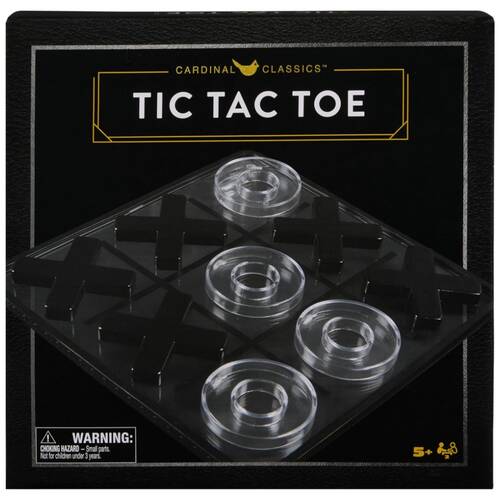Cardinal Classic Tic Tac Toe Kids/Family Board Game W/ Glass 5y+