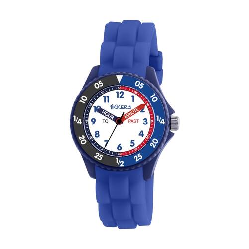 Tikkers Time Teacher Easy Read Dial?Silicone Kids Watch Blue/Black