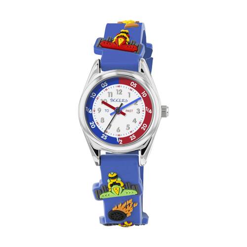 Tikkers 3D Racing Car Silicone Strap Time Teacher Dial?Kids Watch Blue