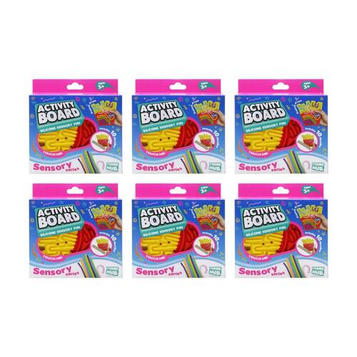 6PK Trend Hub Kids 3y+ Silicone Activity Board Wave 2 Sensory Toy Assorted